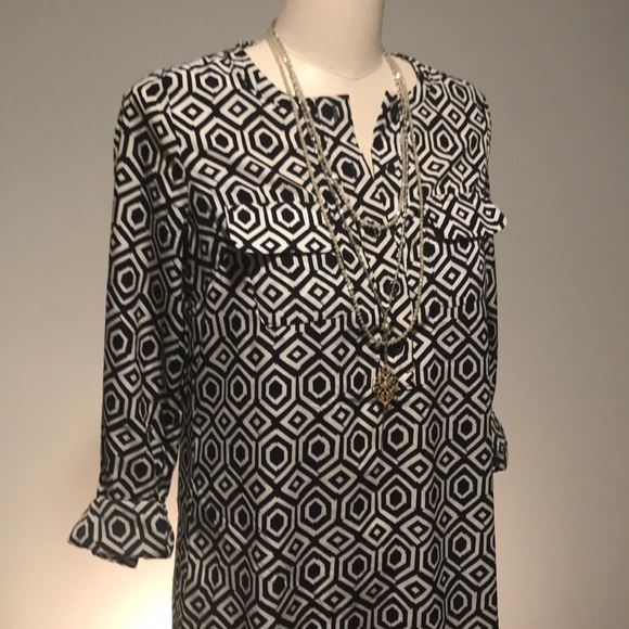 GAP navy/white geometric long sleeve dress ▪️sz XS - Picture 4 of 8